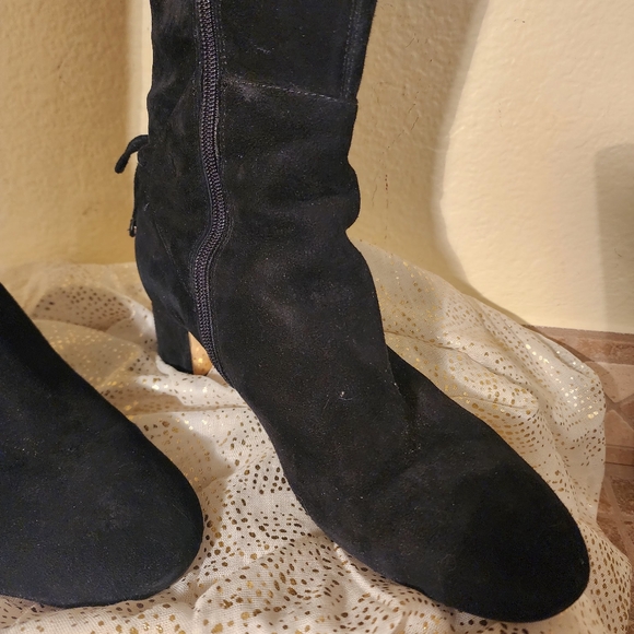 Tory Burch Over The Knee Laila Black Suede Boots - Picture 3 of 9
